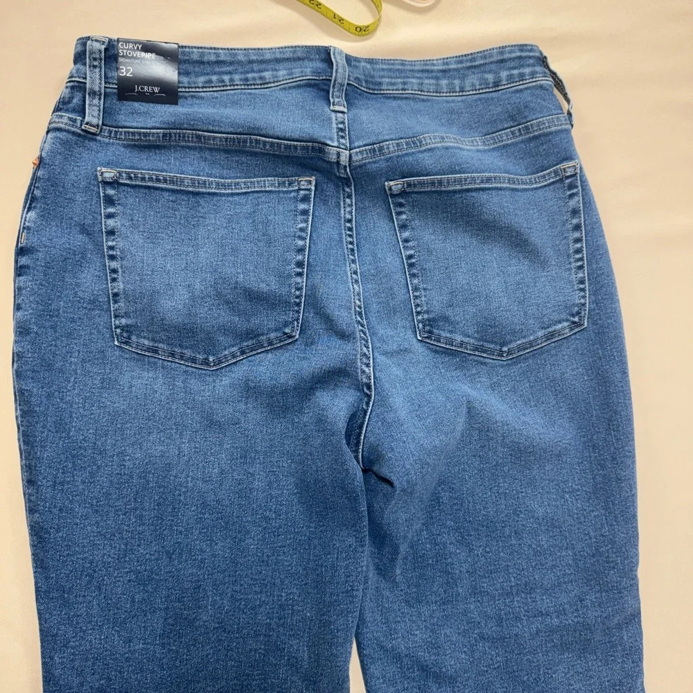 J.Crew‎ Curvy Stovepipe Jeans Signature Stretch Blue Size 32 Casual Classic NWT